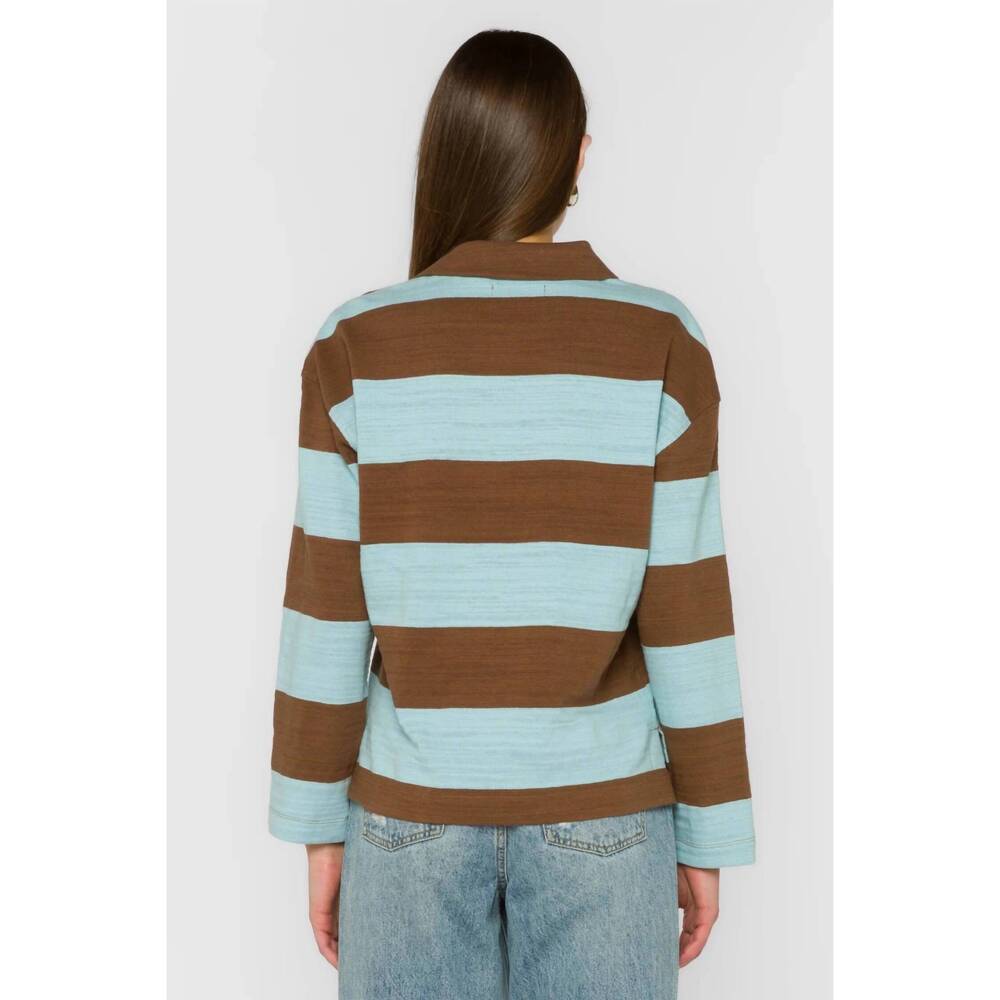 NEW VELVET HEART sailor pullover top in blue mist stripe - Picture 4 of 5